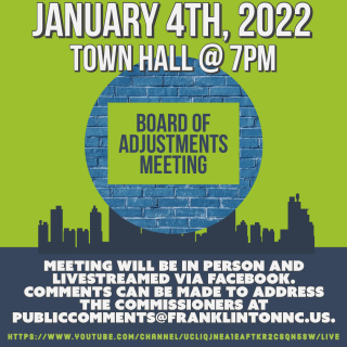 Green & Blue flyer stating date and time of meeting.
