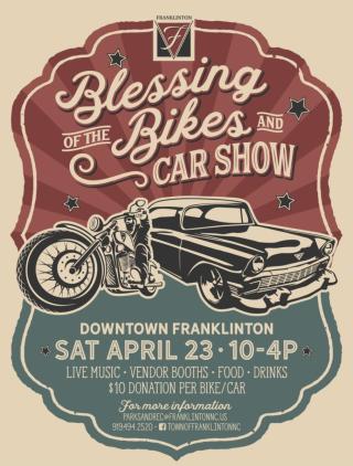 Flyer showing a car and bike, listing the details of the event. 